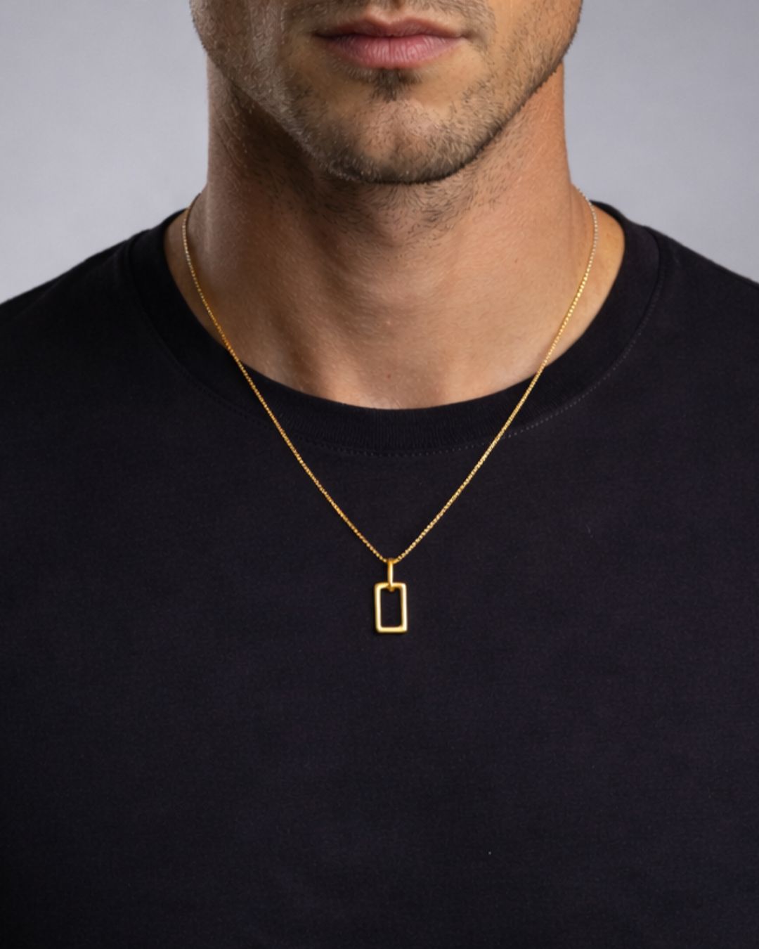 Open Rectangle Pendant Necklace, 18K Gold-Plated — Silhouette