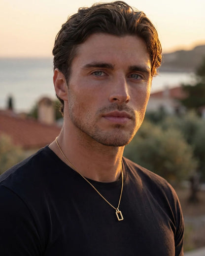 Open Rectangle Pendant Necklace, 18K Gold-Plated — Silhouette