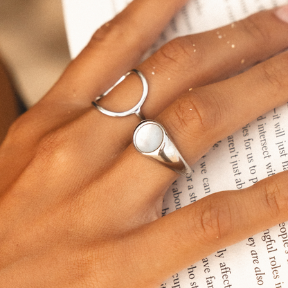 Round Mother-of-Pearl Signet Ring