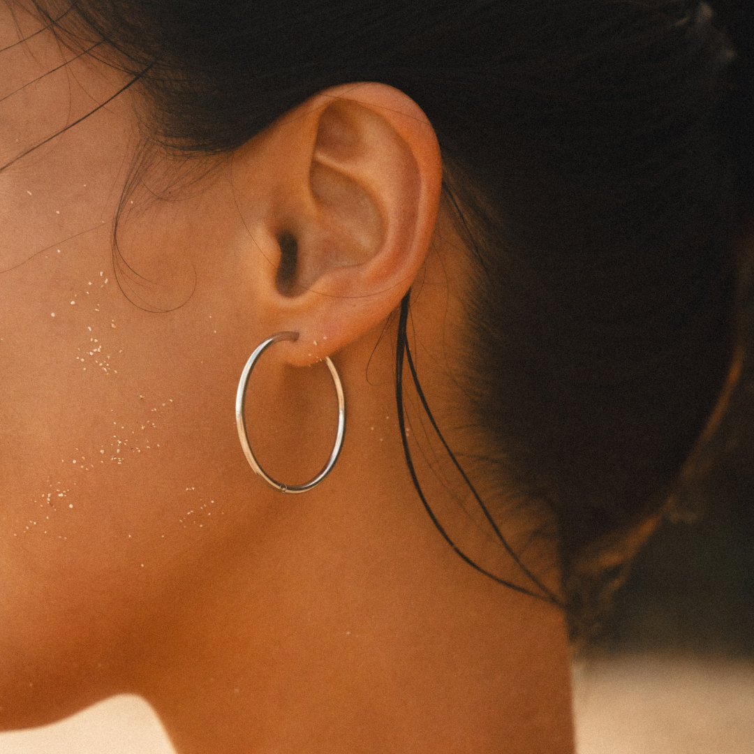 Thin Hoop Earrings, 25 or 30 mm