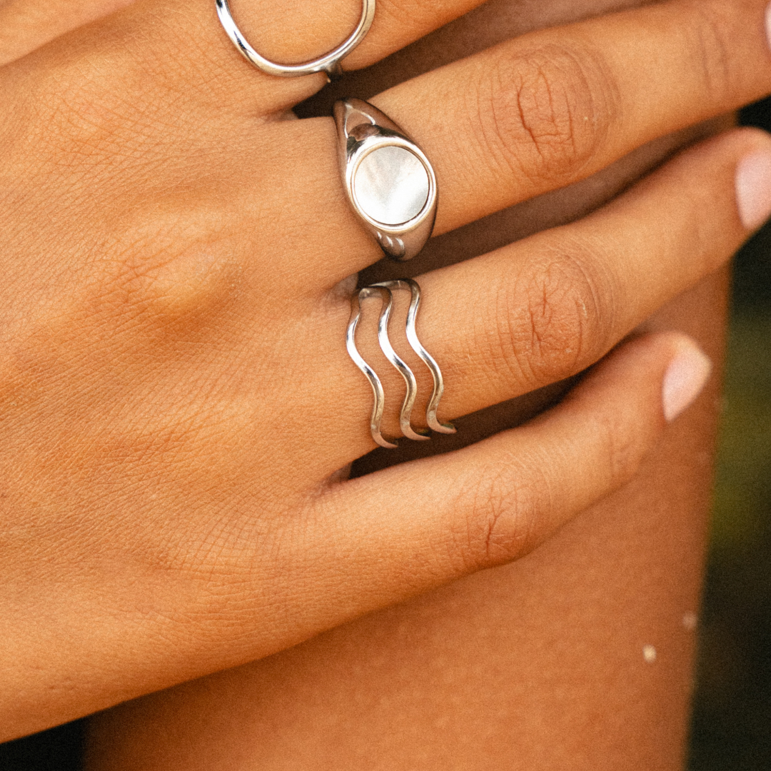 Triple Wave Band Ring — Ocean
