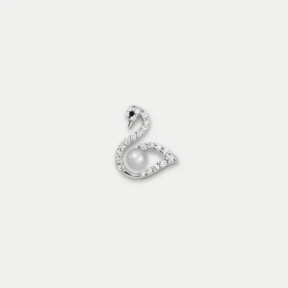 Swan Charm with White Center