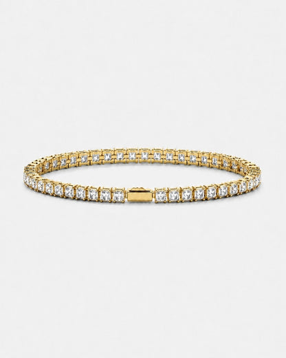 Clear Square-Stone Tennis Bracelet, 4 mm, Gold-Tone Steel