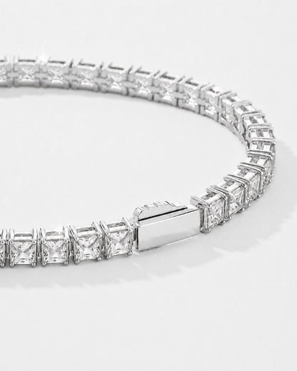 Clear Square-Stone Tennis Bracelet, 4 mm, Silver-Tone Steel