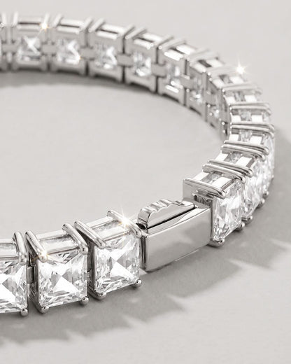 Clear Square-Stone Tennis Bracelet, 5 mm, Silver-Tone Steel