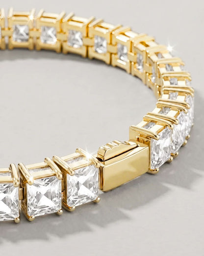 Clear Square-Stone Tennis Bracelet, 5 mm, Gold-Tone Steel