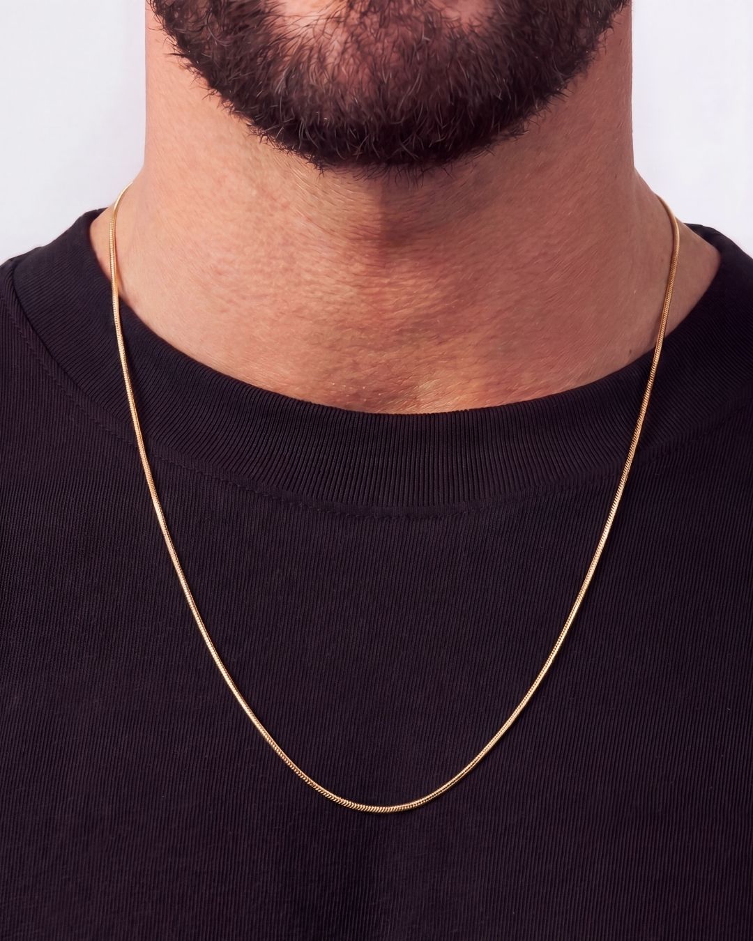 Men’s Box Chain Necklace, 55 cm, 18K Gold-Plated Steel