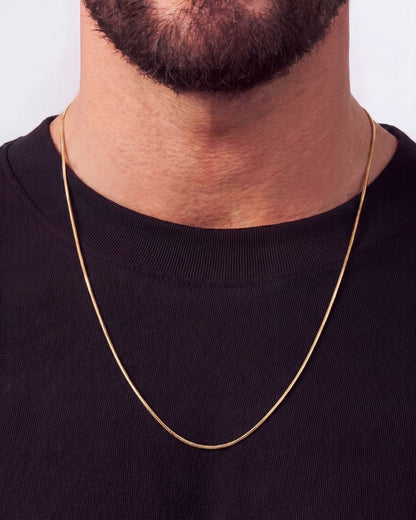 Men’s Box Chain Necklace, 55 cm, 18K Gold-Plated Steel
