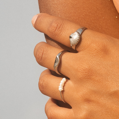 Engraved Sunrise Band Ring, Steel