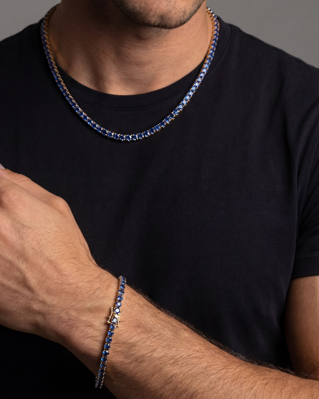 Blue Tennis Bracelet, 4 mm, 14K Gold-Plated — Reserva