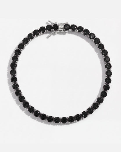 Black Zircon Tennis Bracelet, 4 mm, Silver-Plated — Reserva
