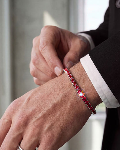 Red Zircon Tennis Bracelet, 4 mm, Silver-Plated — Reserva