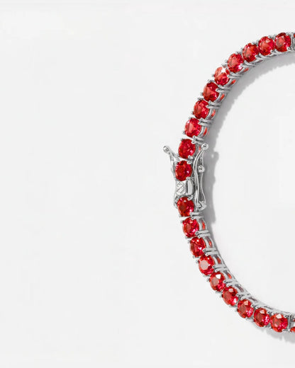 Red Zircon Tennis Bracelet, 4 mm, Silver-Plated — Reserva