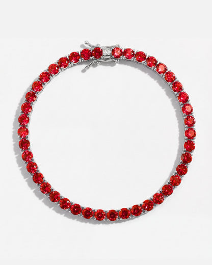 Red Zircon Tennis Bracelet, 4 mm, Silver-Plated — Reserva