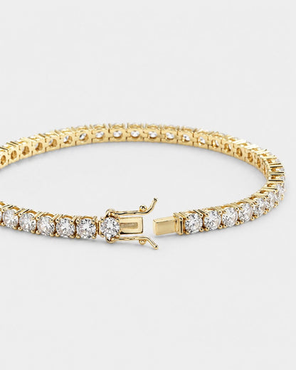 Clear Zirconia Tennis Bracelet, 3 mm, Gold-Tone