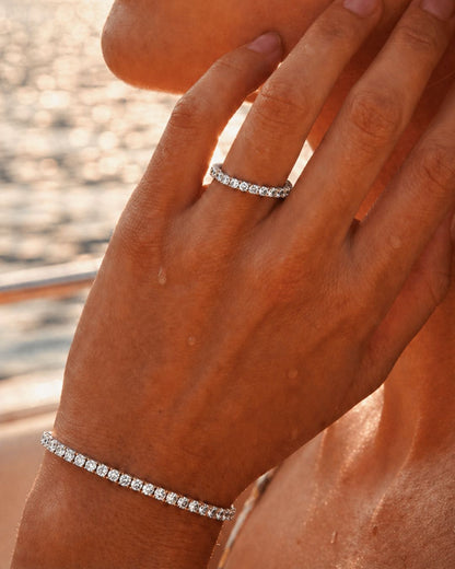 Clear Zirconia Tennis Bracelet, 3 mm, Silver-Plated
