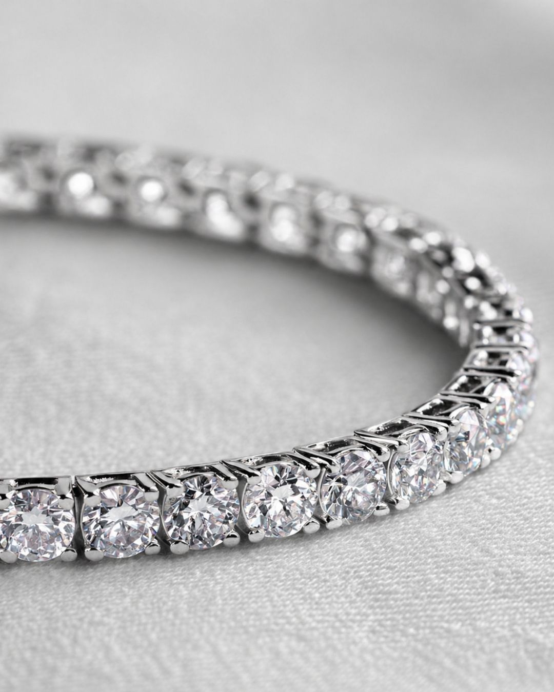 Clear Zirconia Tennis Bracelet, 3 mm, Silver-Plated