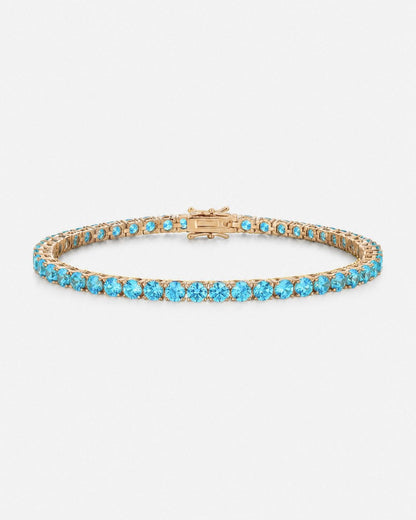 Aqua Blue Tennis Bracelet, 4 mm, 14K Gold-Plated — Reserva