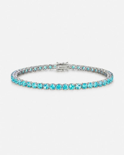 Aqua Blue Tennis Bracelet, 4 mm, Silver-Plated — Reserva