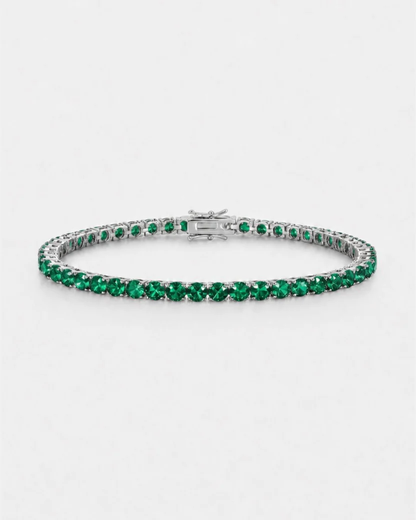 Green Zircon Tennis Bracelet, 4 mm, Silver-Plated