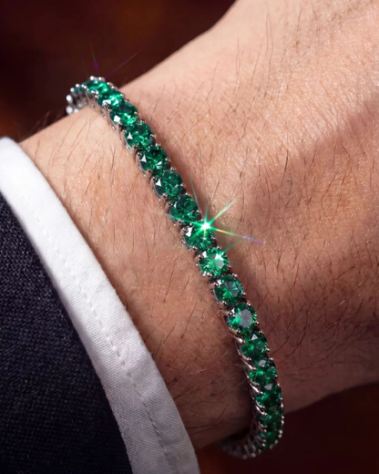 Green Zircon Tennis Bracelet, 4 mm, Silver-Plated