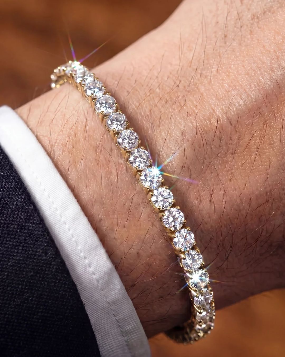 Clear Zircon Tennis Bracelet, 4 mm, 14K Gold-Plated