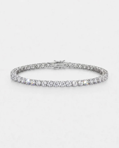 Clear Zircon Tennis Bracelet, 4 mm, Silver-Plated