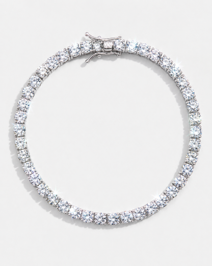 Clear Zircon Tennis Bracelet, 4 mm, Silver-Plated