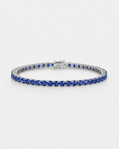 Blue Zircon Tennis Bracelet, 4 mm, Silver-Plated
