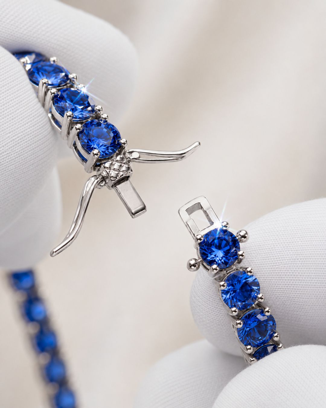 Blue Zircon Tennis Bracelet, 4 mm, Silver-Plated
