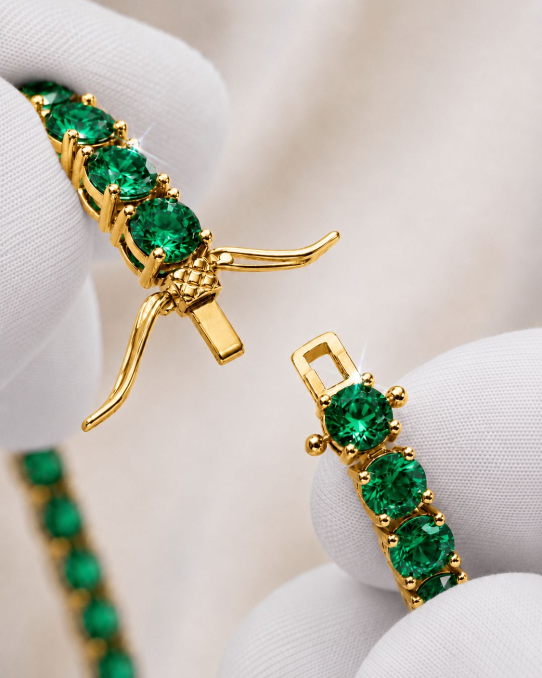 Green Zircon Tennis Bracelet, 4 mm, 14K Gold-Plated