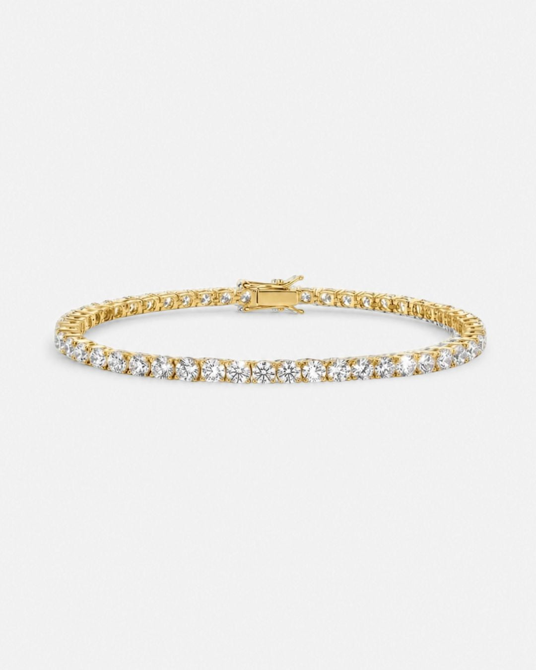 Clear Zirconia Tennis Bracelet, 3 mm, Gold-Tone