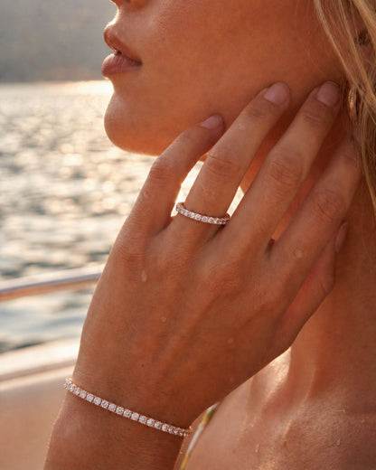 Clear Zirconia Tennis Bracelet, 3 mm, Rose-Gold-Tone Copper