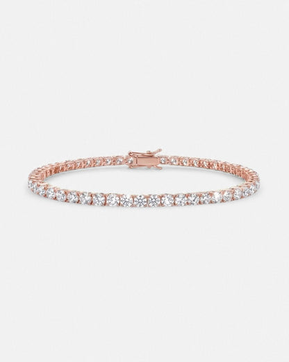 Clear Zirconia Tennis Bracelet, 3 mm, Rose-Gold-Tone Copper