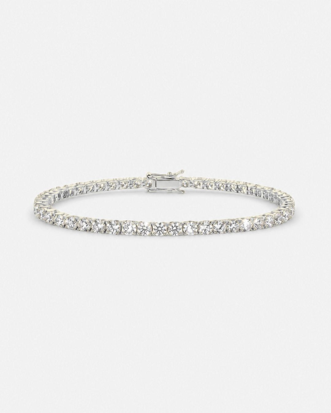 Clear Zirconia Tennis Bracelet, 3 mm, Silver-Plated