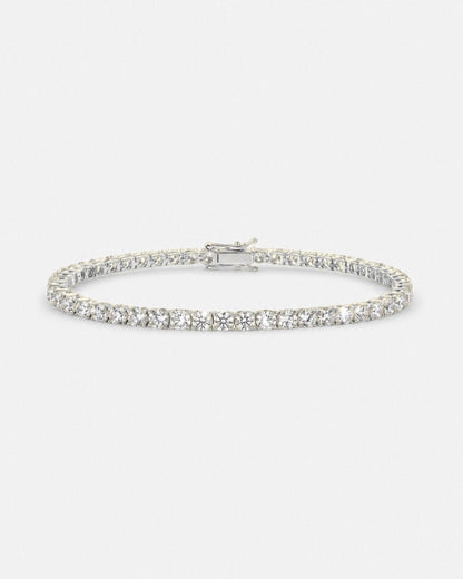 Clear Zirconia Tennis Bracelet, 3 mm, Silver-Plated