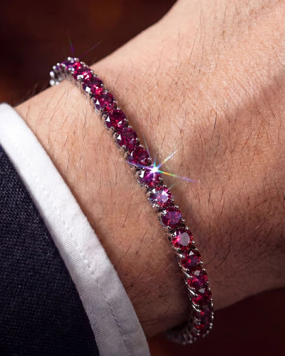 Red Zircon Tennis Bracelet, 4 mm, Silver-Plated — Reserva