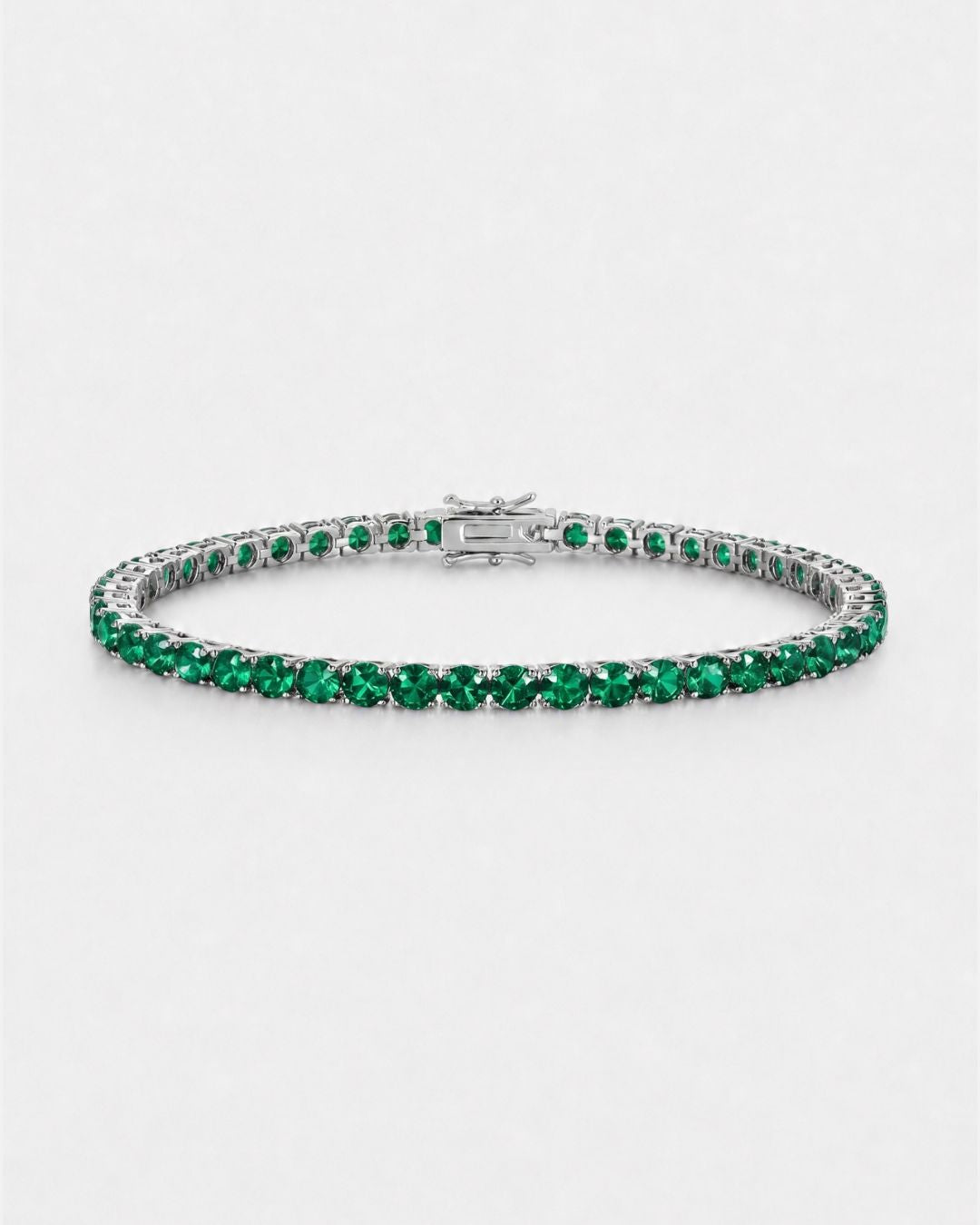Green Zircon Tennis Bracelet, 4 mm, Silver-Plated — Reserva