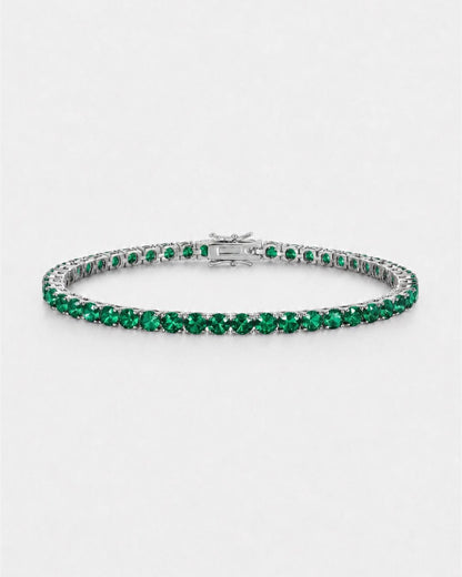 Green Zircon Tennis Bracelet, 4 mm, Silver-Plated — Reserva