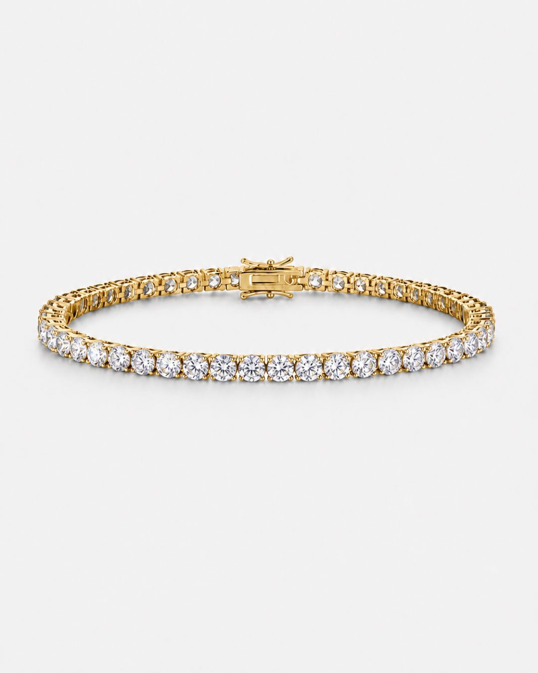 Clear Tennis Bracelet, 4 mm, 14K Gold-Plated — Reserva