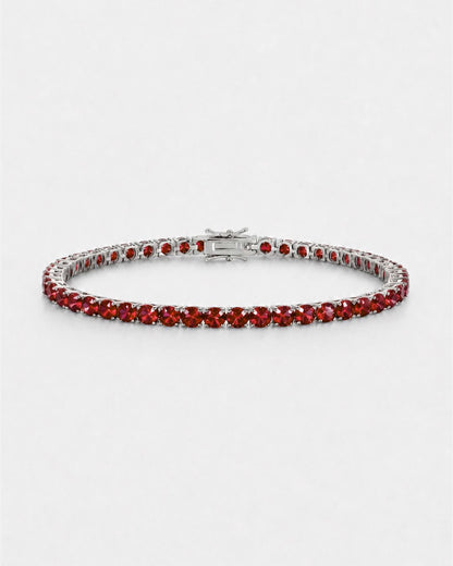 Red Zircon Tennis Bracelet, 4 mm, Silver-Plated — Reserva