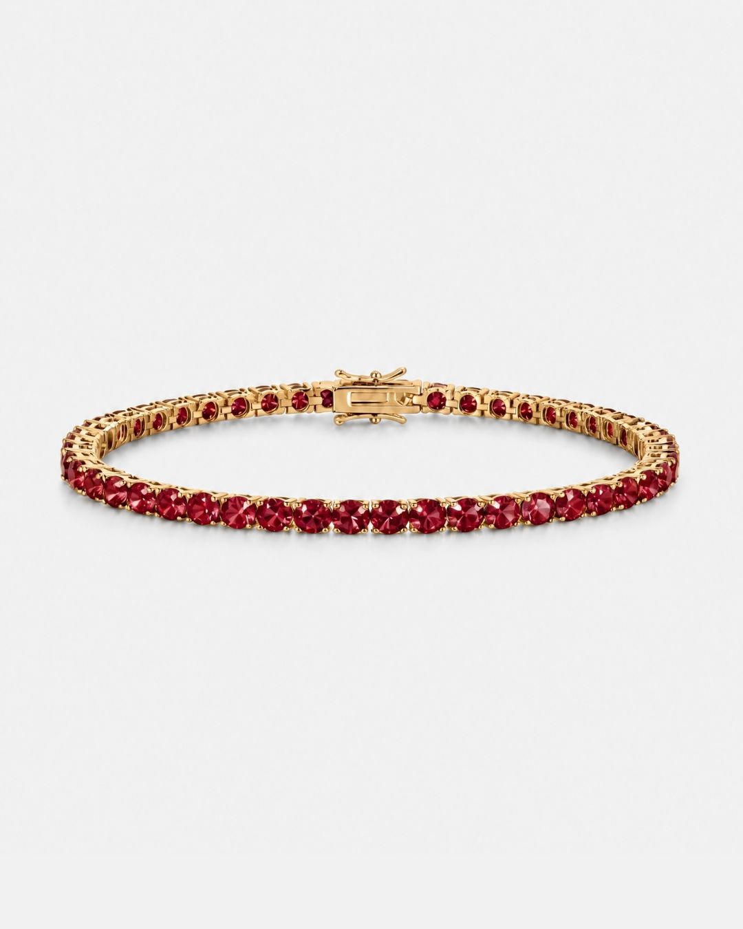 Red Tennis Bracelet, 4 mm, 14K Gold-Plated — Reserva