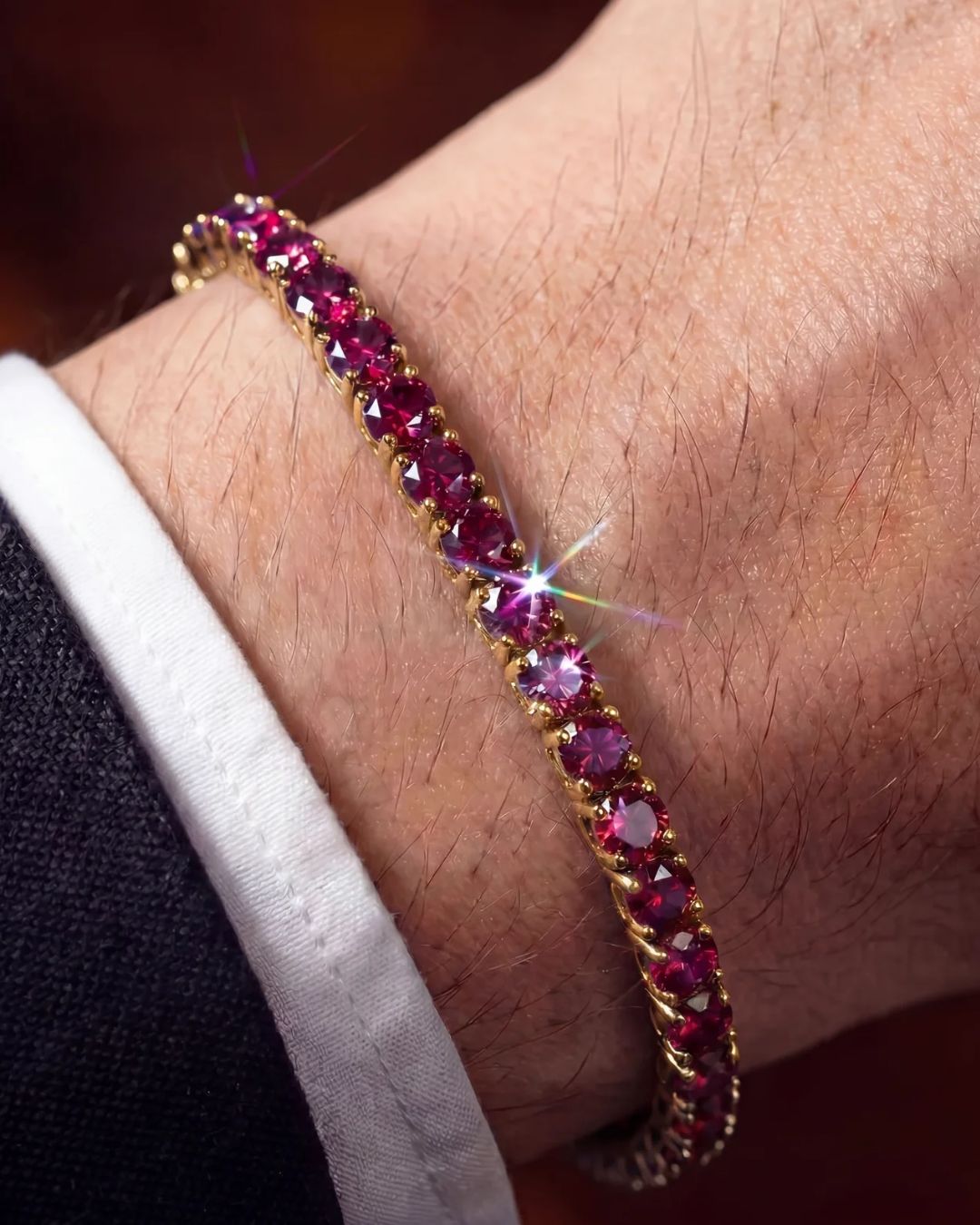 Red Tennis Bracelet, 4 mm, 14K Gold-Plated — Reserva
