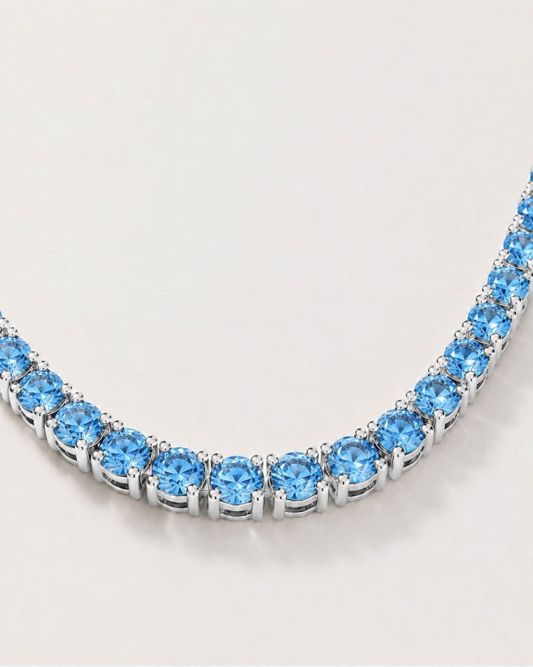 Aquamarine Blue Zircon Tennis Bracelet, 4 mm, Silver-Plated