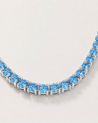 Aquamarine Blue Zircon Tennis Bracelet, 4 mm, Silver-Plated