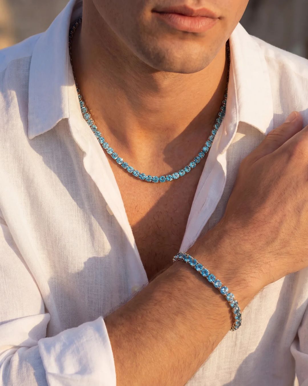 Aqua Blue Tennis Bracelet, 4 mm, Silver-Plated — Reserva