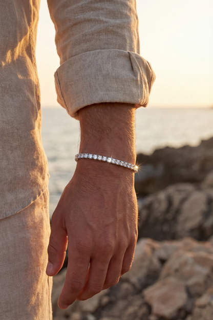 Clear Zircon Tennis Bracelet, 4 mm, Silver-Tone