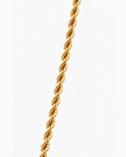 Men’s 18K Gold-Plated Rope Chain Bracelet, 5 mm, Adjustable — Tressé Acier