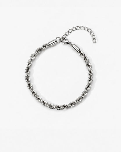 Men’s Stainless Steel Rope Chain Bracelet, 5 mm, Adjustable — Tressé Acier
