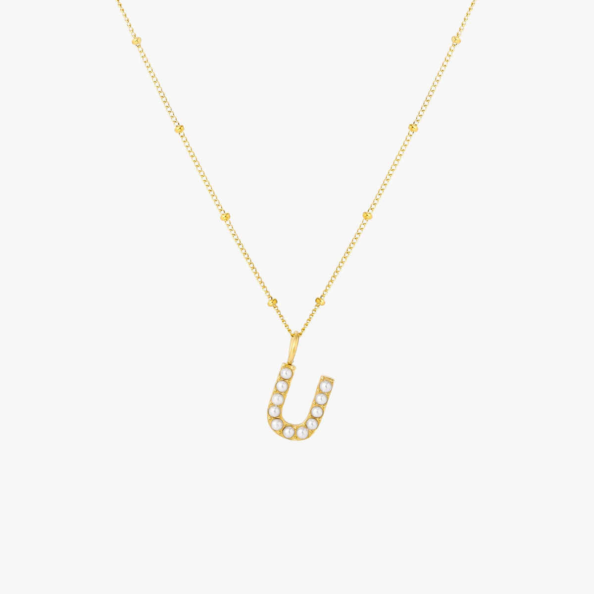 Mother-of-Pearl Initial Necklace, A–Z